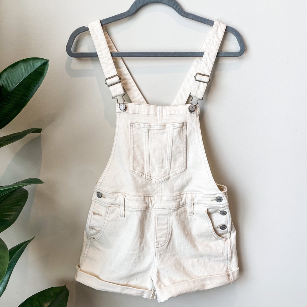 Cream Denim Overalls
